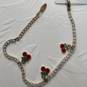 Sparkling Cherry Charm Bracelet
